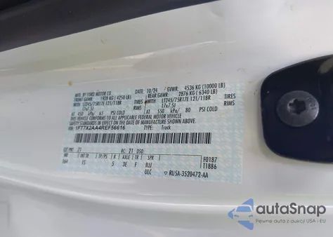 2024 Ford F-250 Xl из США, поврежденный, VIN 1FT7X2AA4REF56616